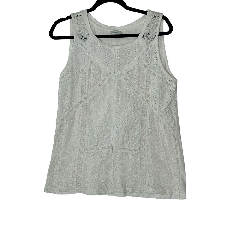 Sundance Tank‎ Top Women's White Embroidery Crochet Medium Boho Bohemian Blouse